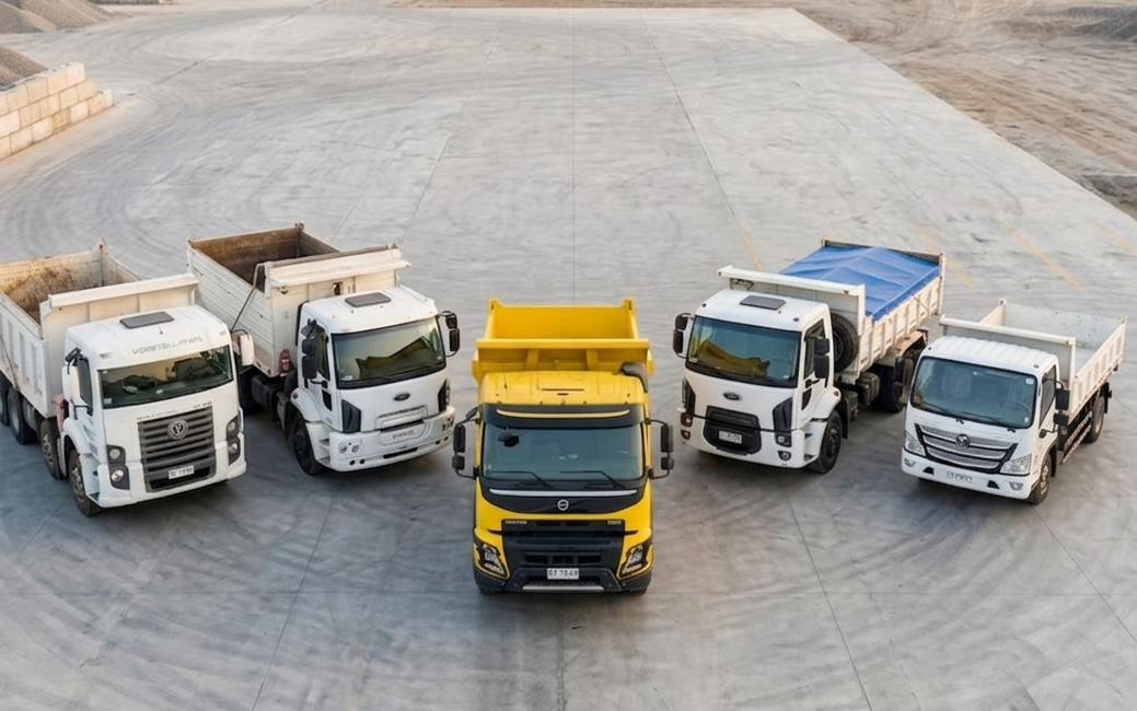 Flota de camiones tolva para camionadas de construcción